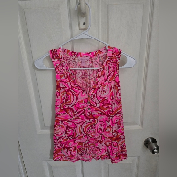 Lilly Pulitzer Womens Essie Tank Top Pink Pout Mango Salsa Size XXS - Picture 2 of 12